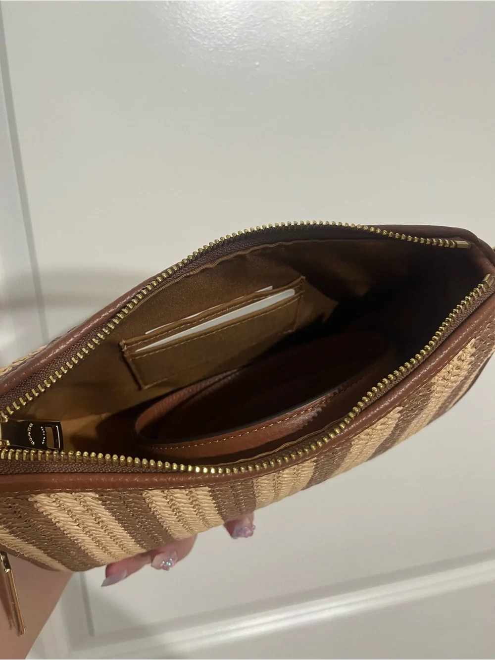 NWT! Coach Kailey Brown Striped Straw Shoulder Bag cbg89 - Picture 8 of 8